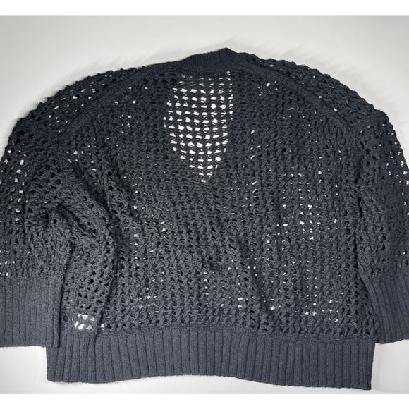 J Crew Montauk Relaxed Cardigan Sweater Womens 2X Black Open Knit Button V Neck - Picture 3 of 13